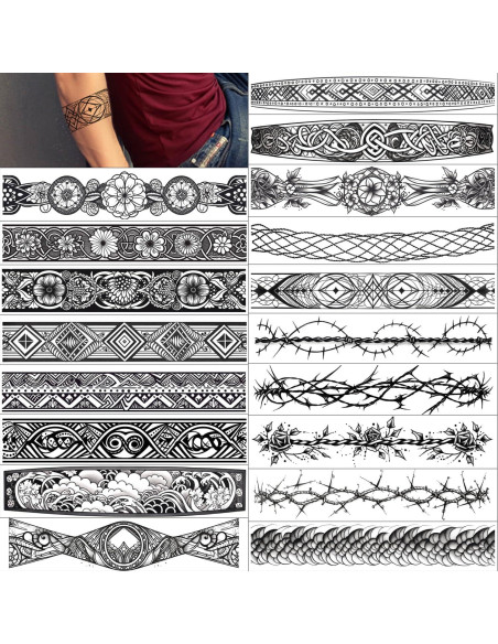 Tatuajes Temporales GLARYYEARS - 18 Diseños Realistas 6x28cm