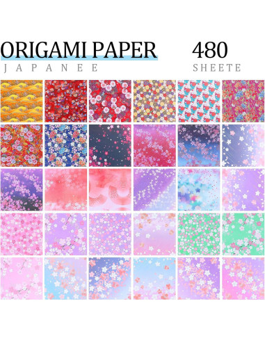 480 Hojas Papel de Origami Japonés Doble Cara 15x15 cm Lincia
