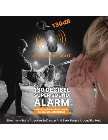 Alarma Personal VIGOROAD 130 dB con Luz LED Estroboscópica