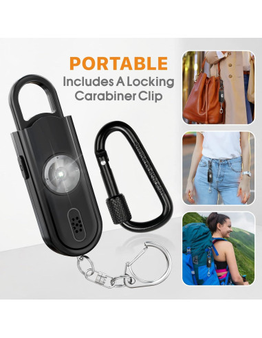 Alarma Personal VIGOROAD 130 dB con Luz LED Estroboscópica