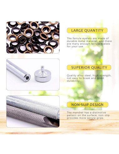 Kit de Ojetes de Bronce Swpeet 206 Sets 6mm con Herramientas