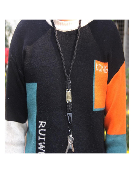 Llavero Lanyard Paracord CHENXIKK 50cm Alta Resistencia Negro