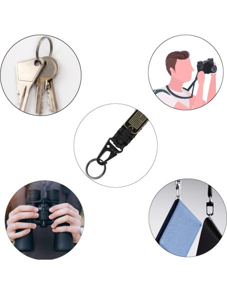 Llavero Lanyard Paracord CHENXIKK 50cm Alta Resistencia Negro