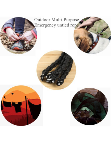 Llavero Lanyard Paracord CHENXIKK 50cm Alta Resistencia Negro