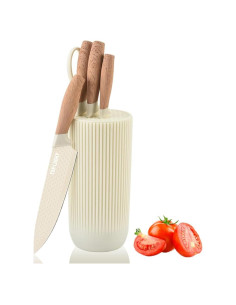 Juego de cuchillos de cocina Wiztoynia 6 piezas acero inoxidable beige