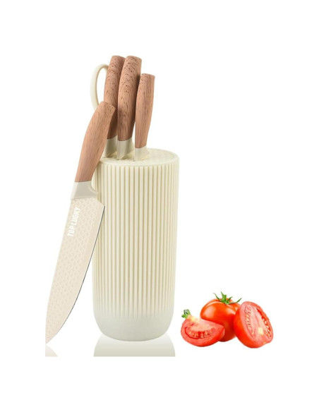 Juego de cuchillos de cocina Wiztoynia 6 piezas acero inoxidable beige Juego de cuchillos de cocina Wiztoynia 6 piezas acero inoxidable beige