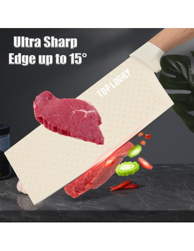 Juego de cuchillos de cocina Wiztoynia 6 piezas acero inoxidable beige