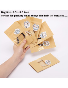 Bolsas de Papel Kraft con Ventana Tecbeauty 100pcs 9x14cm 2