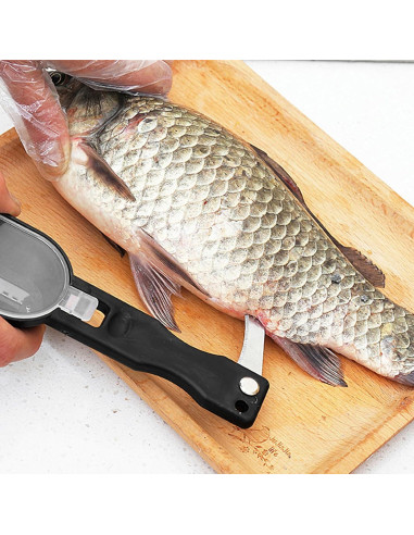Raspador de Escamas de Pescado 2 en 1 Genérico con Contenedor