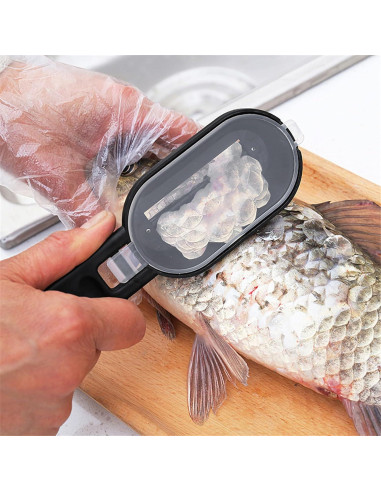 Raspador de Escamas de Pescado 2 en 1 Genérico con Contenedor