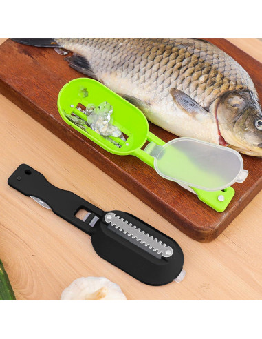 Raspador de Escamas de Pescado 2 en 1 Genérico con Contenedor