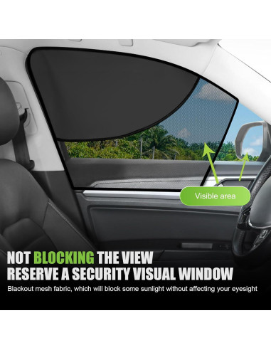 Cortinas Solares para Ventanas Laterales 2 PCS Zeathery Negro