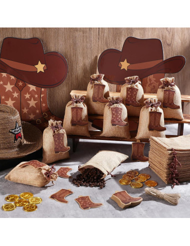 50 Bolsas de Yute Mooliwe con Cierre y Etiquetas Vaqueras