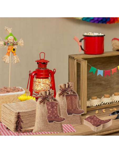 50 Bolsas de Yute Mooliwe con Cierre y Etiquetas Vaqueras