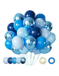 Kit de 60 Globos Metálicos Azules 30 cm para Fiestas