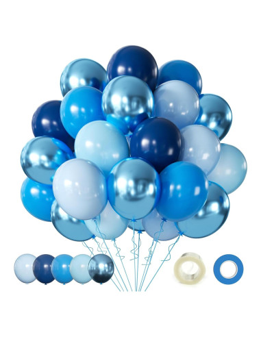 Kit de 60 Globos Metálicos Azules 30 cm para Fiestas