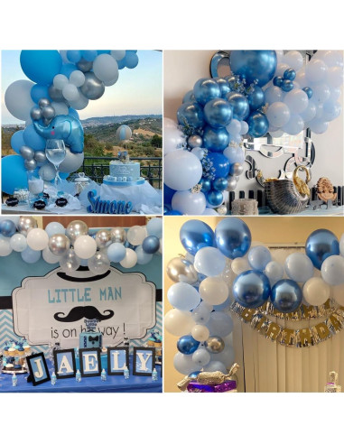 Kit de 60 Globos Metálicos Azules 30 cm para Fiestas