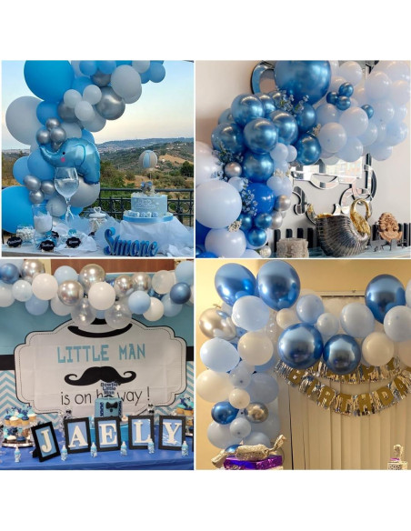 Kit de 60 Globos Metálicos Azules 30 cm para Fiestas