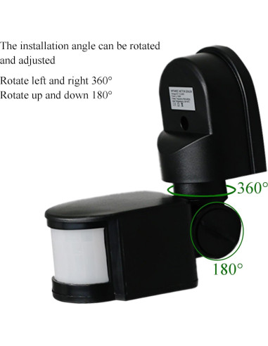 Interruptor de luz PIR QDenglamp negro con sensor de movimiento