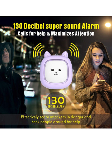 Alarma Personal de Seguridad VIGOROAD 130 dB con Luz LED - 3 Colores