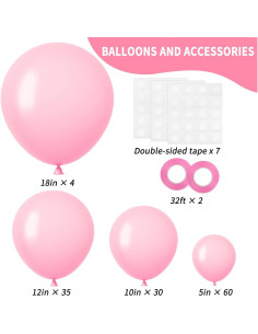 Kit de Globos Rosados RUBFAC 129pcs 5-18cm para Fiestas 2