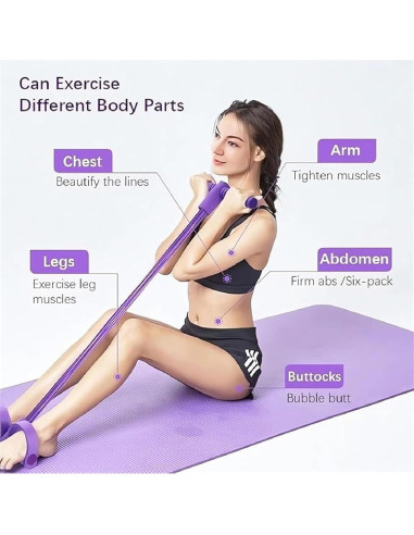 Banda de Resistencia con Pedal Genérica Rosa 6 Tubos Fitness