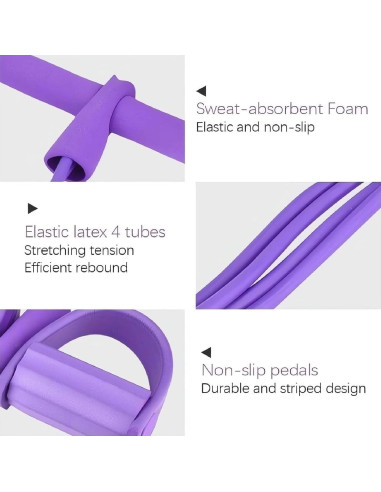 Banda de Resistencia con Pedal Genérica Rosa 6 Tubos Fitness