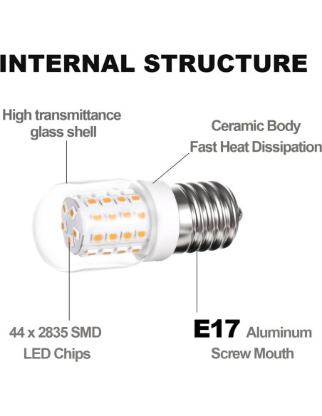Bombilla E17 3W 2700K para Microondas Whirlpool - 2 Paquete