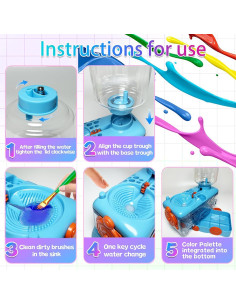 Limpiador de Pinceles WZWXXQ con Bandeja y Circulación de Agua 400ml 2