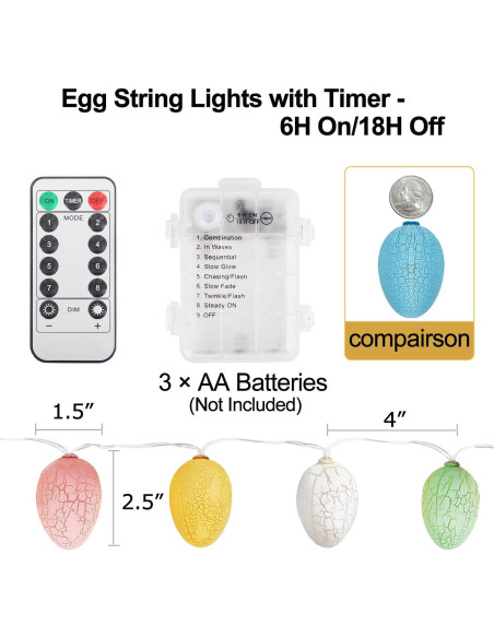 Luces de Cuerda LED Decorativas de Pascua C APPOK 1.98m 20 LEDs