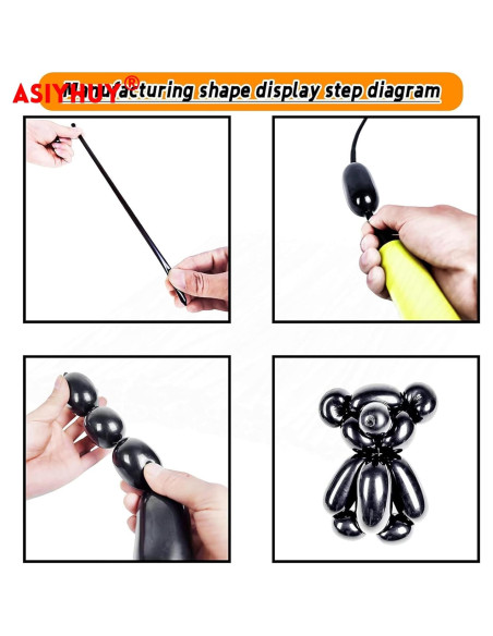 100 Globos Largos Negros de Láttex para Modelar Animales 30 cm