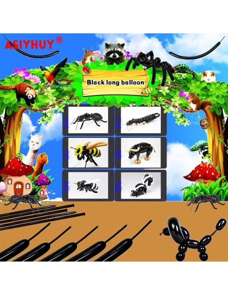 100 Globos Largos Negros de Láttex para Modelar Animales 30 cm