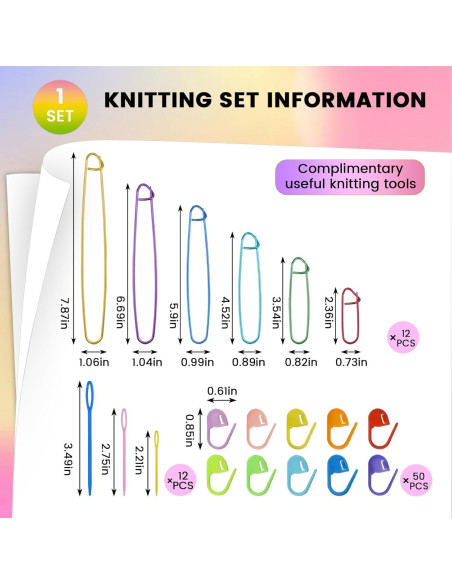 Kit de Tejido MARRTEUM 74 Piezas - Sujetadores y Agujas