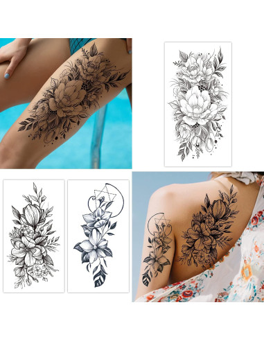 Tatuajes Temporales Cerlaza Flores y Mariposas 3D - 12 Hojas