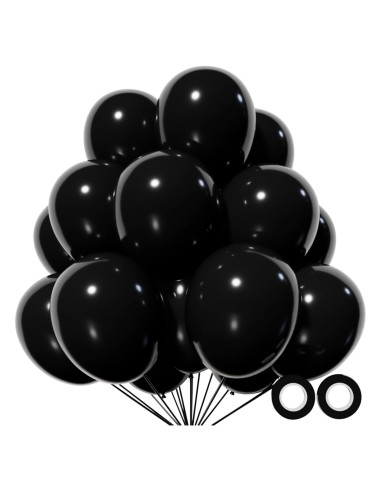 110 Globos Negros de Láttex 30 cm para Fiesta y Decoración