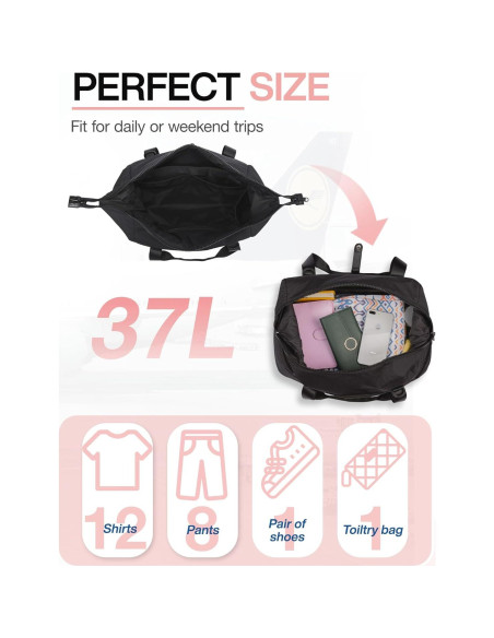 Bolsa de viaje BAGSMART para mujeres 37L con compartimento para zapatos