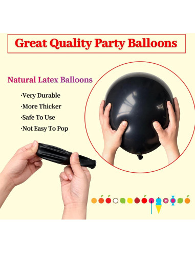 110 Globos Negros de Láttex 30 cm para Fiesta y Decoración