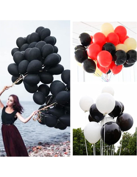 110 Globos Negros de Láttex 30 cm para Fiesta y Decoración