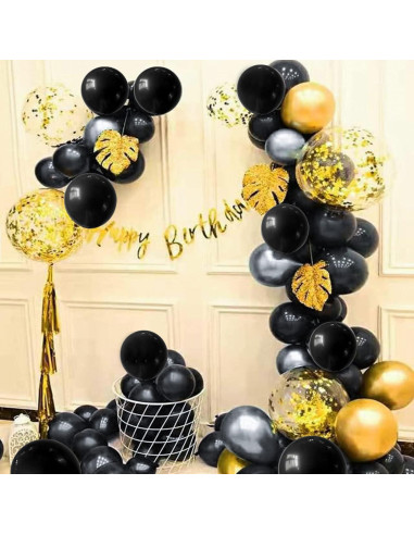 110 Globos Negros de Láttex 30 cm para Fiesta y Decoración