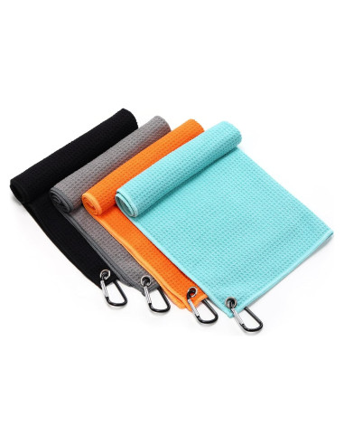 Paquete de 4 Toallas de Golf Remagr Microfibra 40x40 cm con Clip
