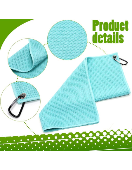Paquete de 4 Toallas de Golf Remagr Microfibra 40x40 cm con Clip