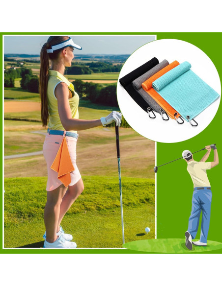 Paquete de 4 Toallas de Golf Remagr Microfibra 40x40 cm con Clip