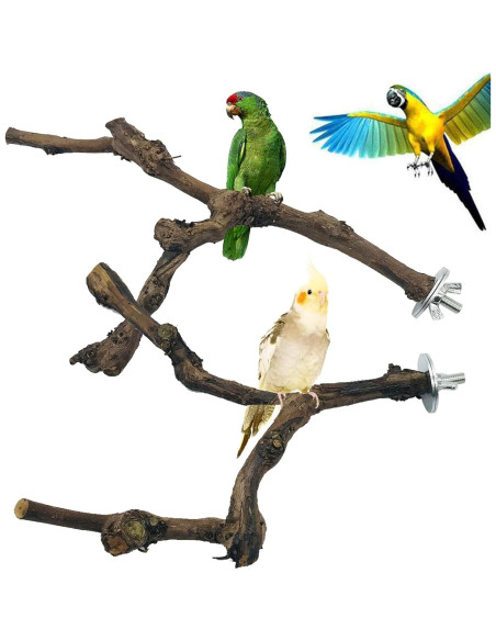 Perchas para Aves Allazone 4 Piezas Madera de Vid Natural