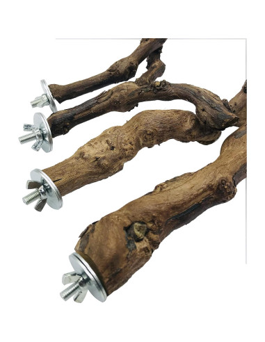 Perchas para Aves Allazone 4 Piezas Madera de Vid Natural