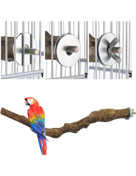 Perchas para Aves Allazone 4 Piezas Madera de Vid Natural