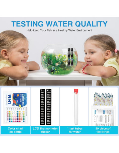 Kit de Prueba de Agua 9-en-1 Kedixiest - 50 Tiras + Termómetros