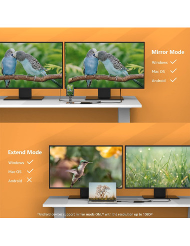 Adaptador WAVLINK USB 3.0 a Doble HDMI 4K y 1080p