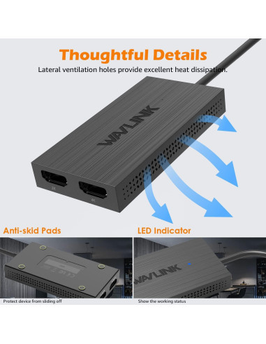 Adaptador WAVLINK USB 3.0 a Doble HDMI 4K y 1080p