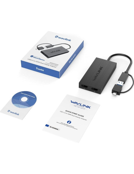 Adaptador WAVLINK USB 3.0 a Doble HDMI 4K y 1080p