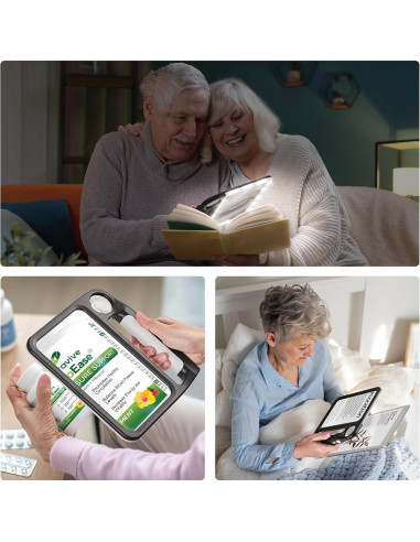 Lupa Recargable JARLINK 5X 10X con Luz LED Ajustable Negra